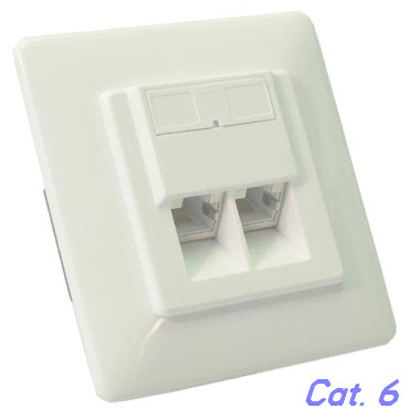 Netzwerkdose 2-fach mit Blende geschirmt CAT.6 RJ45